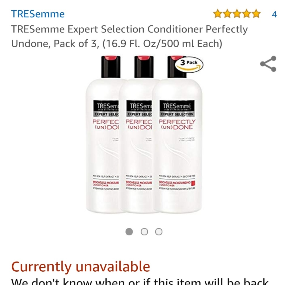 Tresemme Perfectly Undone Conditioner 2 pack